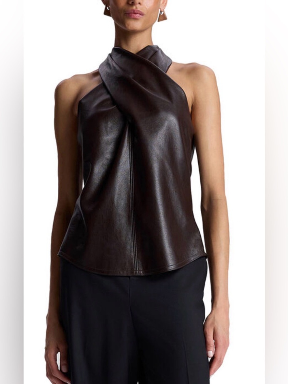A.L.C. Quinn Top in the Chocolate Plum colorway leather like